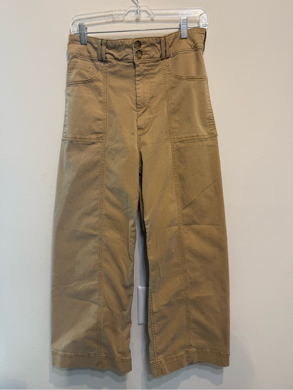Pilcro Wide-Leg Utility Pants in Khaki Tan